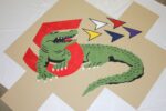 Robbin Air Force Base. Logo Cut From Bentley Broadloom, Filed Cut From Shaw Carpet Tiles Shown Prior To Installation
